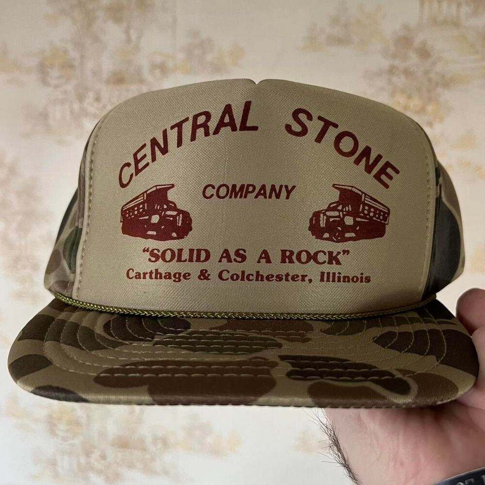 Vintage 80s Central Stone Camo Trucker Hat | Otto Snapback | OSFA